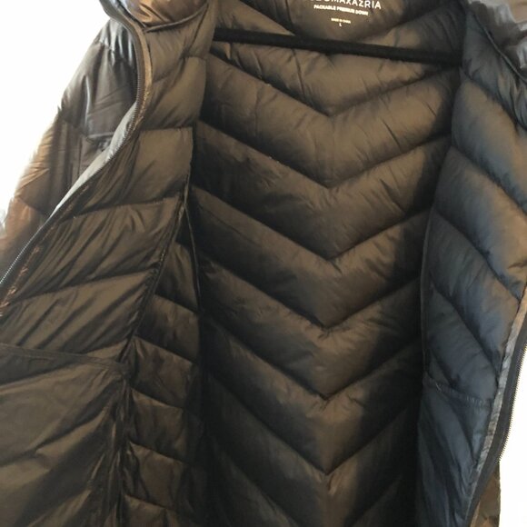 BCBG PACKABLE PREMIUM DOWN COAT WITH HOOD BLACK L NWOT - Picture 5 of 14